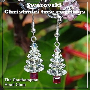 Project kit - 4006 (Crystal AB) Swarovski 4-tier Christmas tree earrings